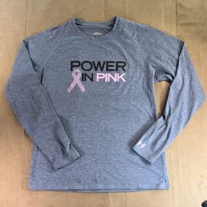 Under Armour Heather grey Long Sleeve Shirt -Power in Pink